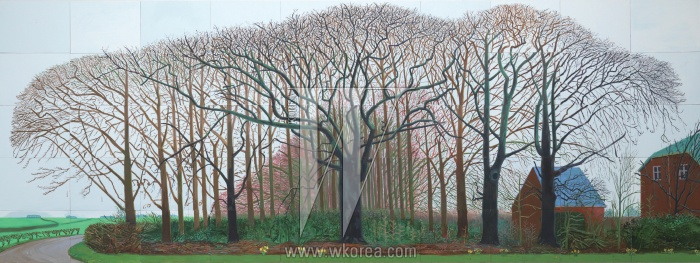 데이비드 호크니 ‘와터 근처의 더 큰 나무들 또는 새로운 포스트 - 사진 시대를 위한 모티브에 관한 회화’, 2007 50개의 캔버스에 유채 (각 36 x 48")