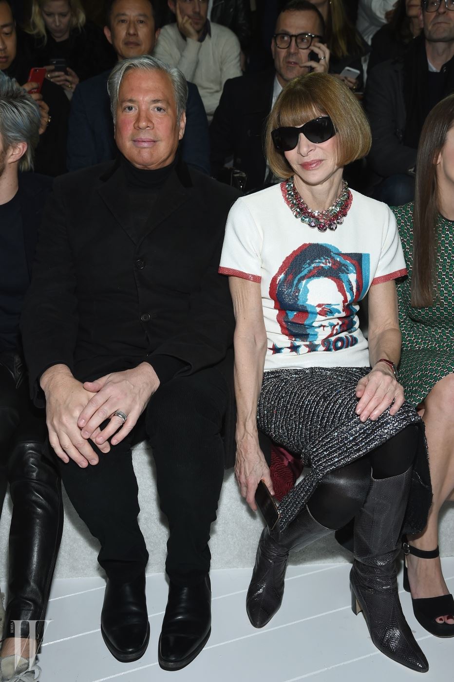 NEW YORK, NY - FEBRUARY 18:  Robert Duffy and Anna Wintour attend the Marc Jacobs Fall 2016 fashion show during New York Fashion Week at Park Avenue Armory on February 18, 2016 in New York City.  (Photo by Dimitrios Kambouris/Getty Images for Marc Jacobs)